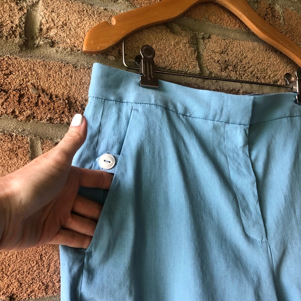 rag & bone | Blue linen tapered spring summer designer trouser dr… - Picture 3 of 16